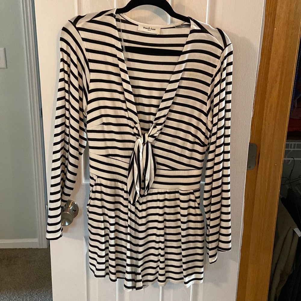 Long sleeved stripe romper. Never been worn